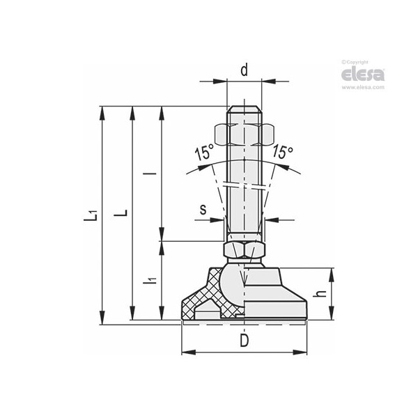 Levelling Feet, LS.A-50-14-AS-M8x68